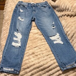KanCan Distressed Boyfriend Jeans in Light Blue Wash